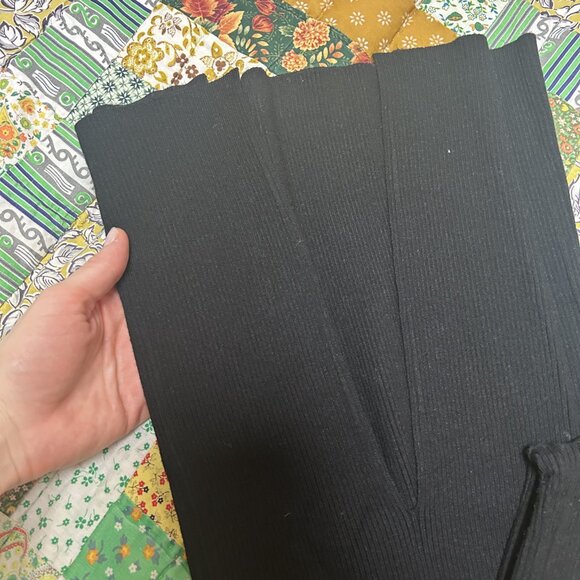 Intermix Stretch Knit Flare Ribbed Trousers with Front Slit - Picture 7 of 12